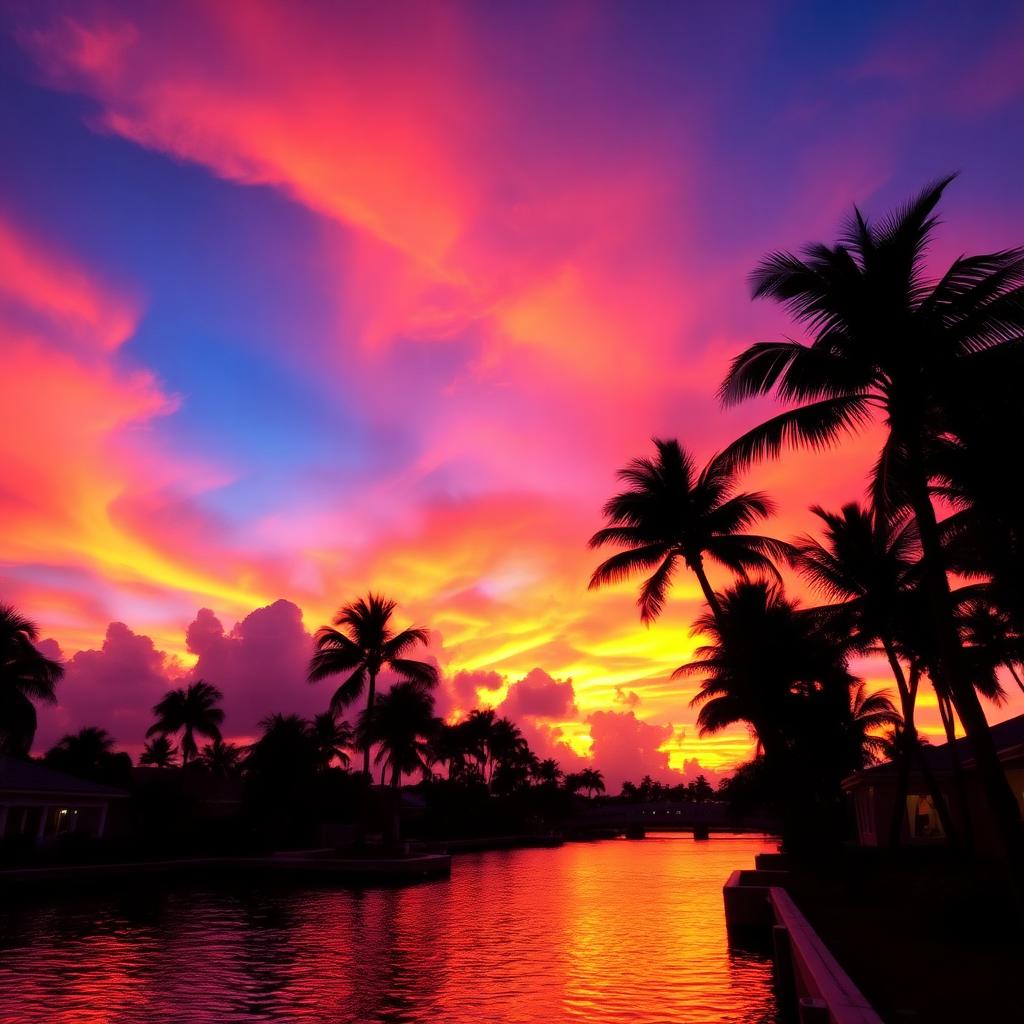 Sunset over the intracoastal waterway
